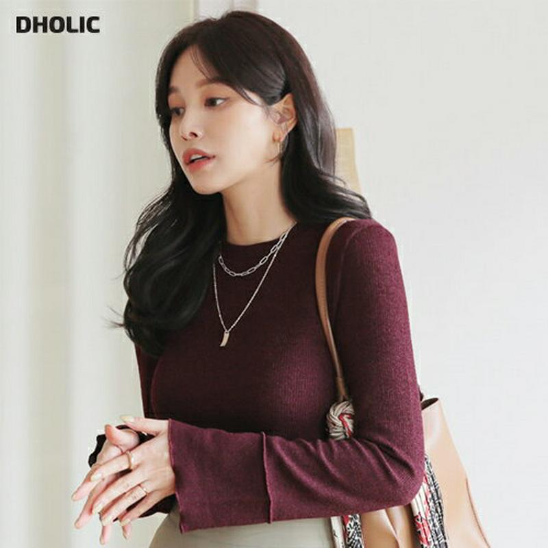 【新作10%OFF】ウェーブヘムラウンドニット・全5色・b64353 レディース【tops】【トップス ニット ニットトップス 
