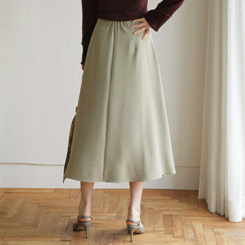 サイドジップフレアスカート・全4色・e64361 レディース【sk】 スカート ロング ロングスカート フレア フレアスカート 単色 無地 シンプル 大人 春 秋 韓国ファッション ハイホリHIHOLLI