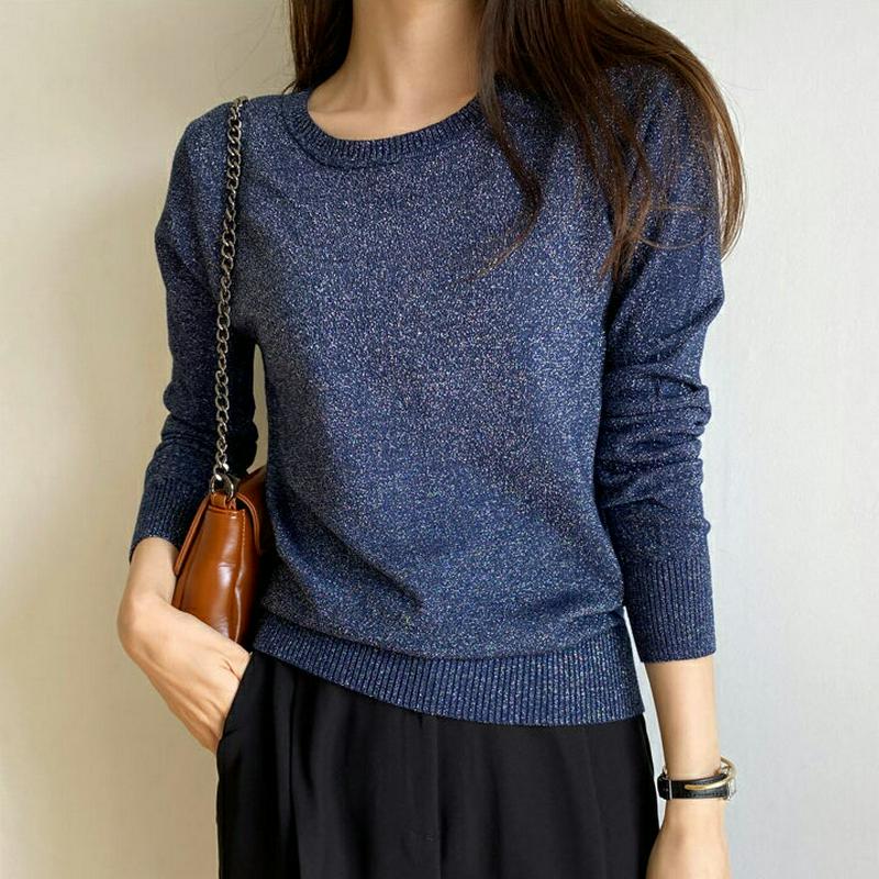 【新作10%OFF】ラウンドグリッターニット・全3色・b64289 レディース【tops】【トップス ニットトップス 長袖 グリ