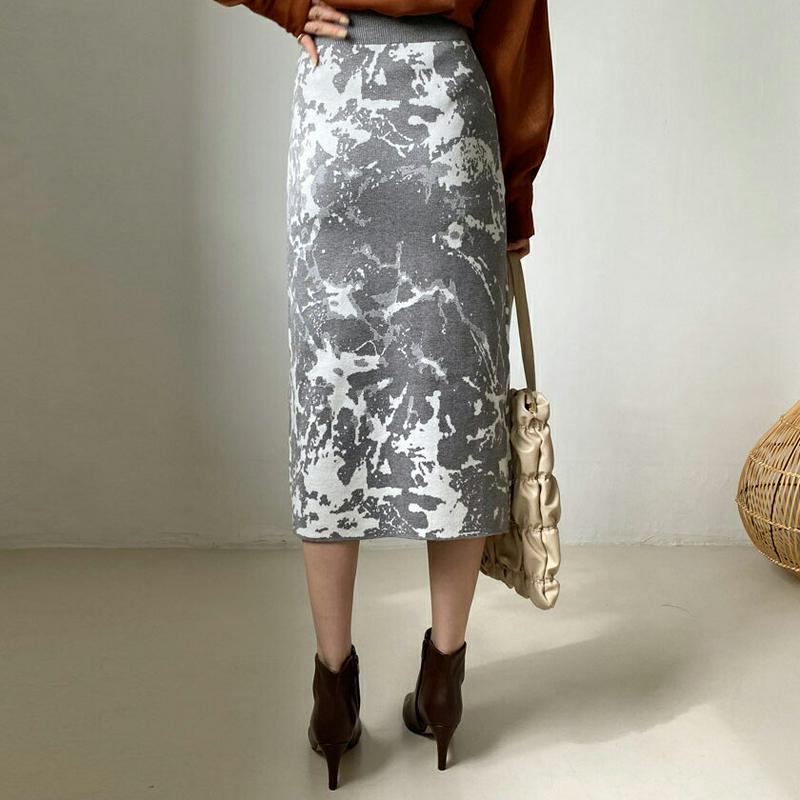 【新作10%OFF】パターンニットスカート・全2色・b64357 レディース【sk】【スカート ミディ丈 ミディスカート 総柄 