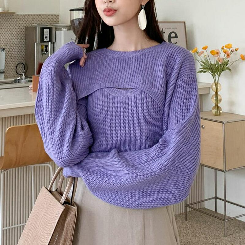 【新作10%OFF】スリーブレス&ショートニットSET・全3色・t61032 レディース【tops】【韓国 ファッション トップ