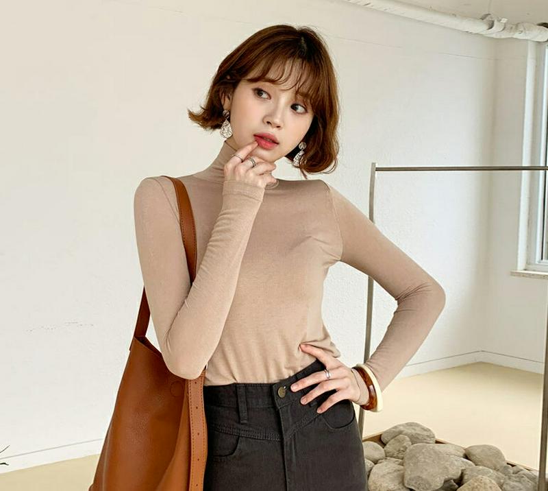 【新作10%OFF】ハイネックスリムTシャツ・全6色・b56925 レディース【tops】【韓国 ファッション トップス Tシャ