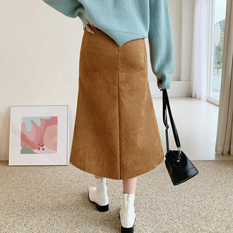 【新作10%OFF】スエード調カットヘムスカート・全2色・t61029 レディース【sk】【韓国 ファッション ボトムス スカー