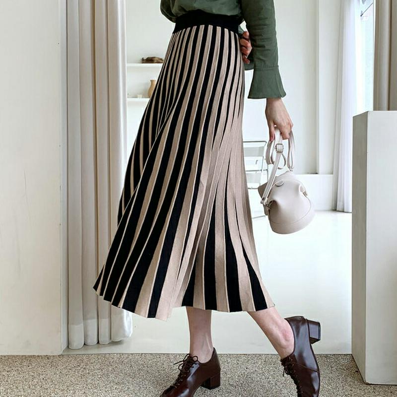 【新作10%OFF】プリーツ配色スカート・全2色・b61045 レディース【sk】【韓国 ファッション ボトムス スカート ロン