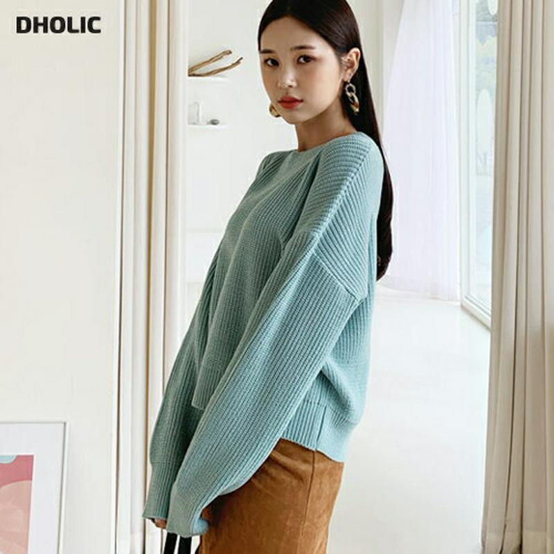 【新作10%OFF】クロップドラウンドニット・全5色・t61028 レディース【tops】【韓国 ファッション トップス ニット