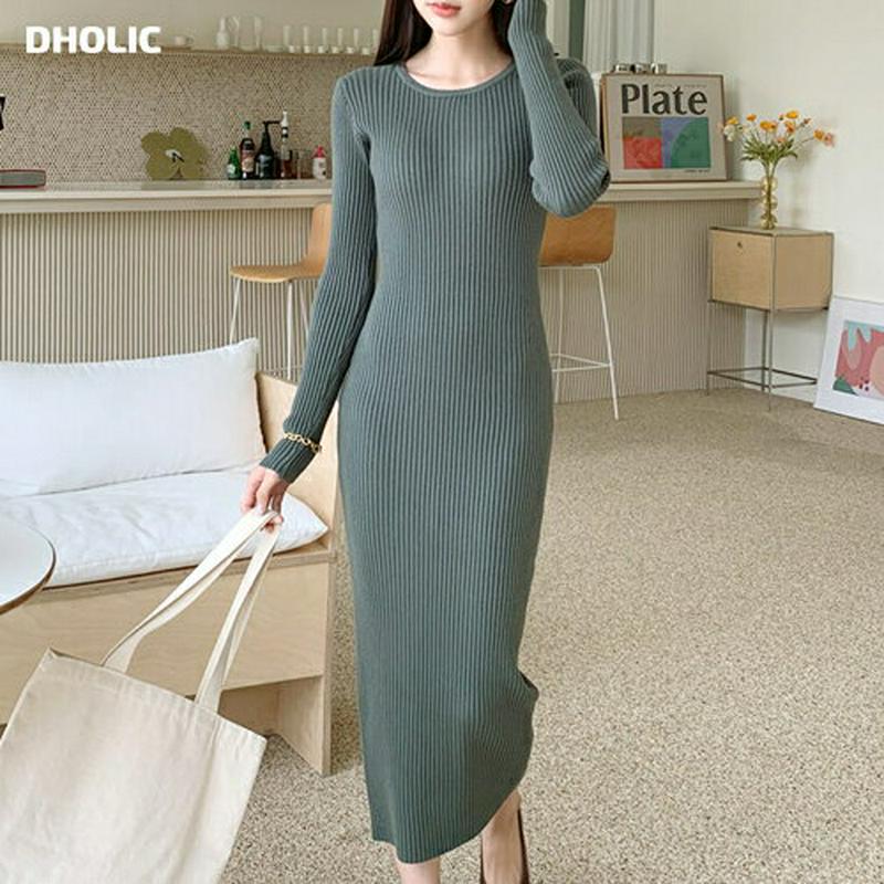 【新作10%OFF】リブニットワンピース・全4色・t61038 レディース【ops】【韓国 ファッション ワンピース ロングワン