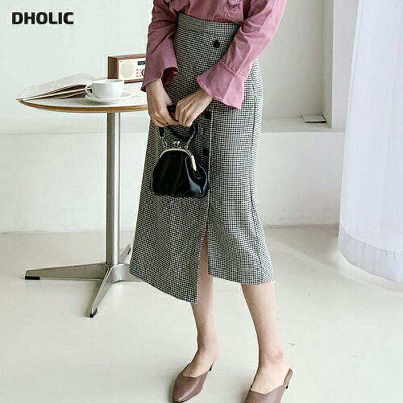 【新作10%OFF】チェックボタンスカート・全2色・t61024 レディース【sk】【韓国 ファッション ボトムス スカート ロ