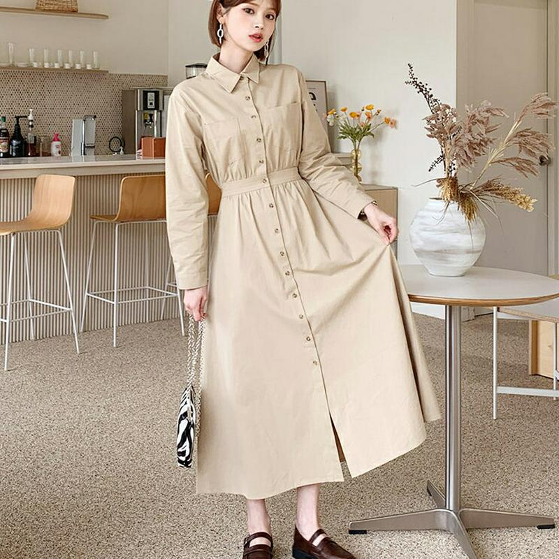 【新作10%OFF】ダブルポケットシャツワンピース・全2色・t61036 レディース【ops】【韓国 ファッション ワンピース 