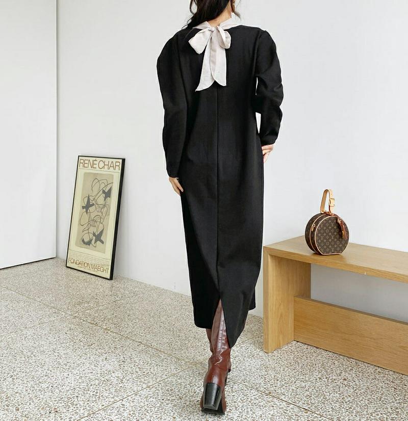 【新作10%OFF】シフォンリボンパフワンピース・全2色・b56946 レディース【ops】【韓国 ファッション ワンピース ロ