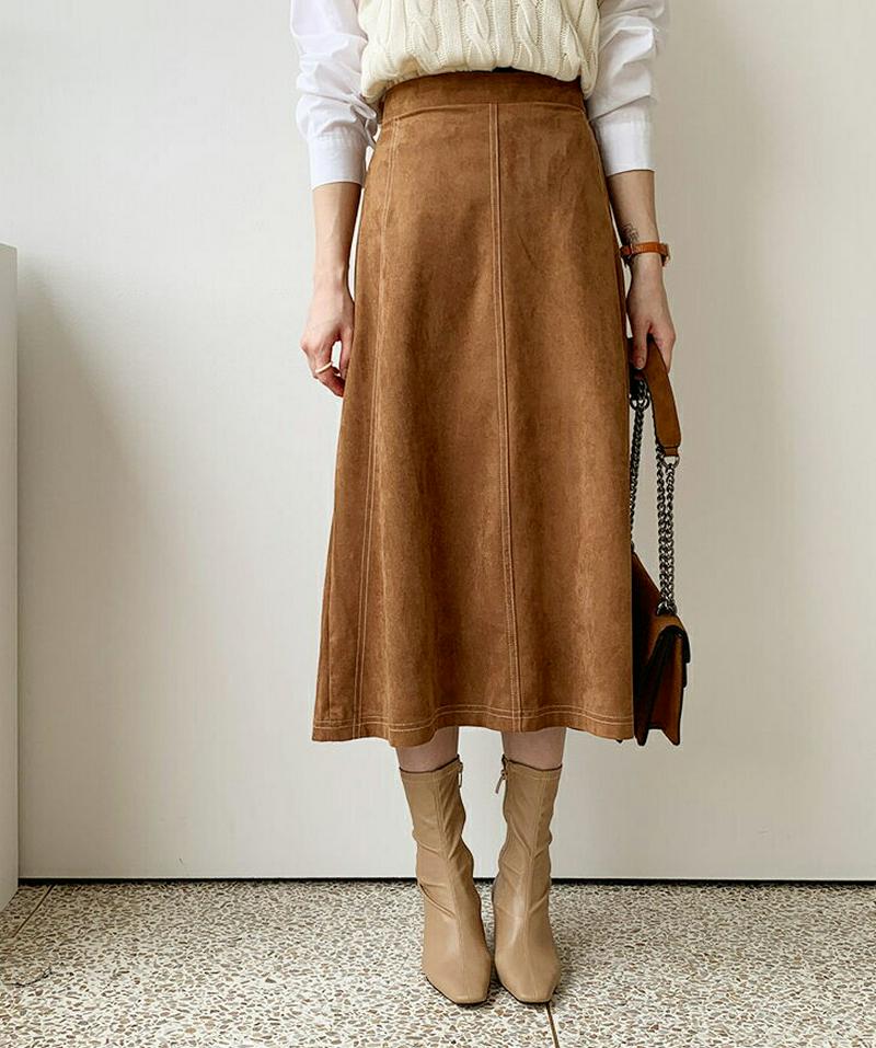 【新作10%OFF】スエード調ストレッチスカート・全4色・b56919 レディース【sk】【韓国 ファッション ボトムス スカー
