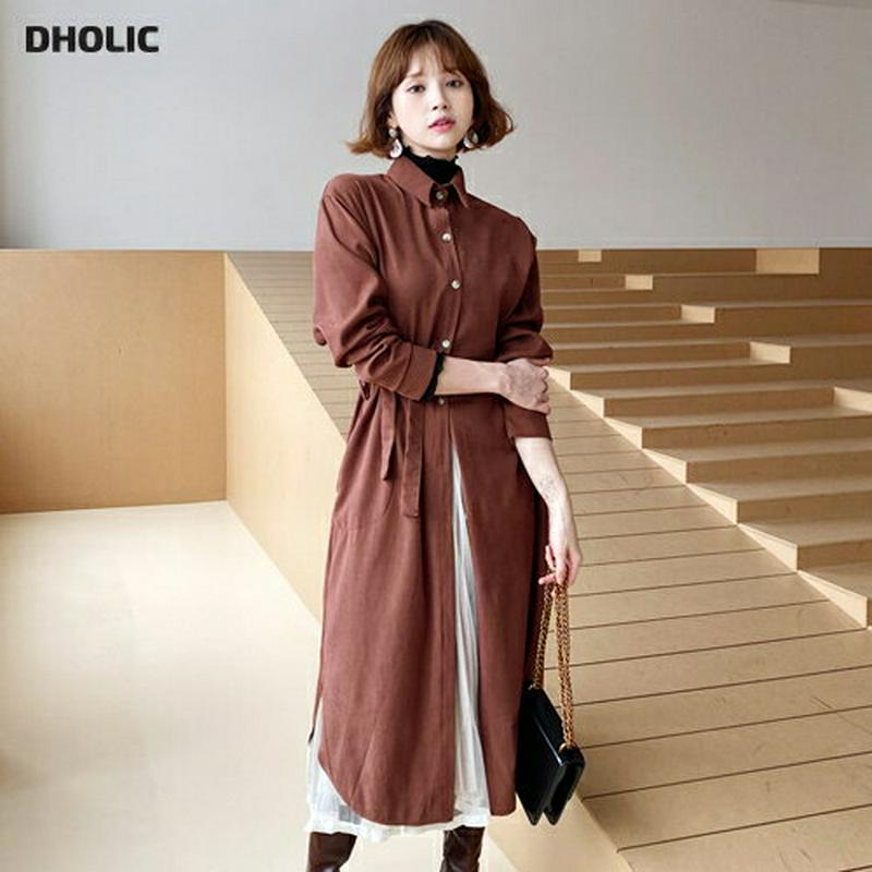 【新作10%OFF】ストラップ付ロングシャツ・全4色・t56953 レディース【bl】【韓国 ファッション トップス シャツ ロ