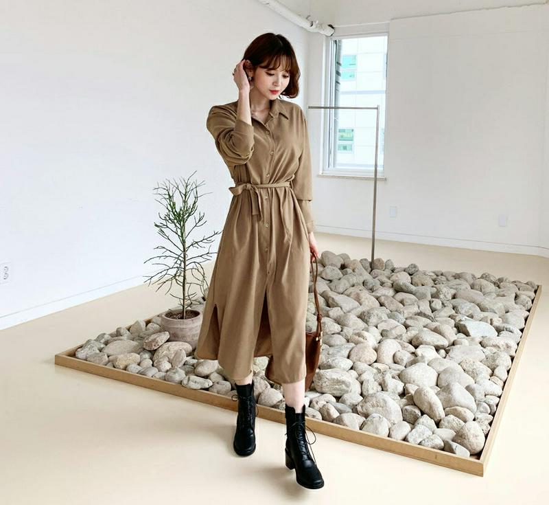 【新作10%OFF】ストラップ付ロングシャツ・全4色・t56953 レディース【bl】【韓国 ファッション トップス シャツ ロ