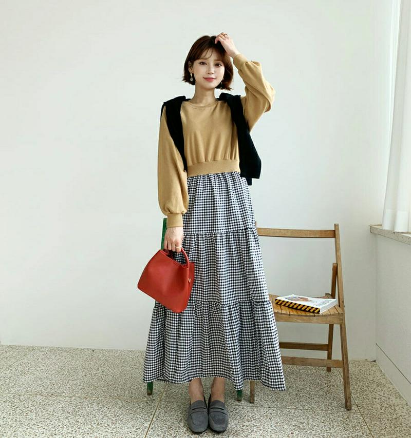 【新作10%OFF】チェックコンビワンピース・全3色・b56944 レディース【ops】【韓国 ファッション ワンピース ロング