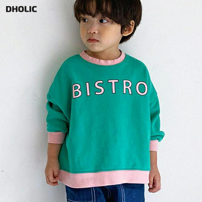BISTRO配色スウェット・u06142 キッズ【3~8才】【tops】【トップス スウェット トレーナー 長袖 ロゴ カジュア