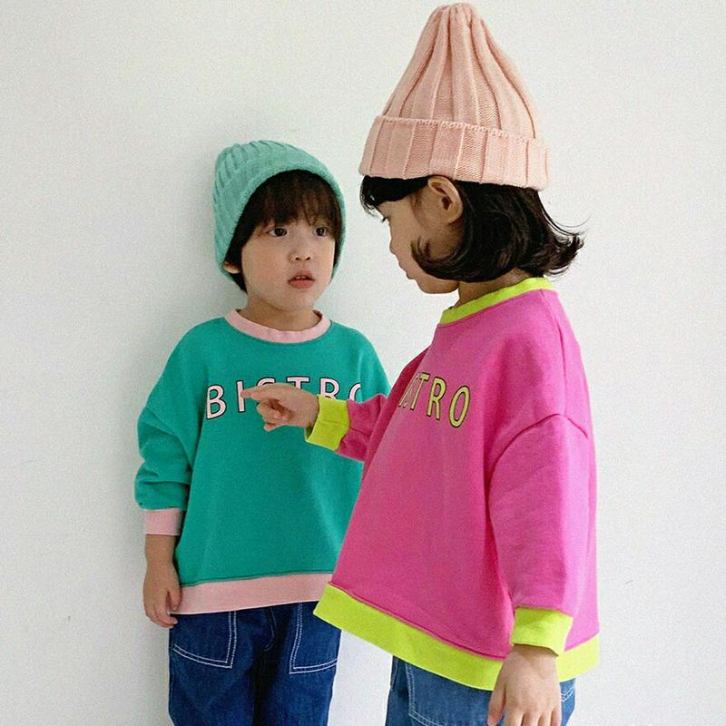 BISTRO配色スウェット・u06142 キッズ【3~8才】【tops】【トップス スウェット トレーナー 長袖 ロゴ カジュア