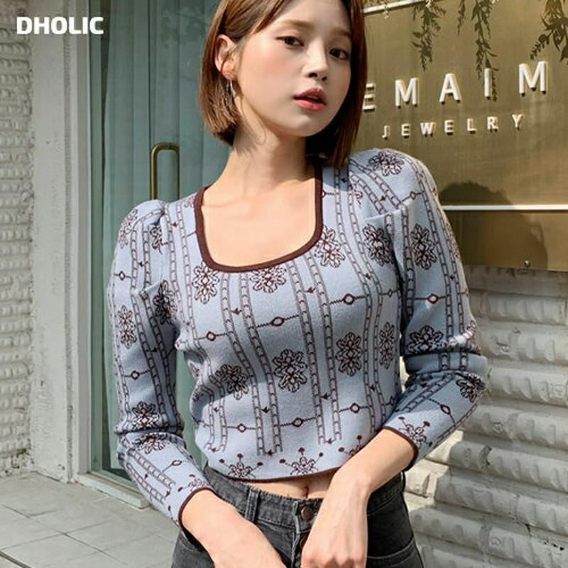 【新作10%OFF】スクエア配色パターンニット・全3色・t61137 レディース【tops】【韓国 ファッション トップス ニッ