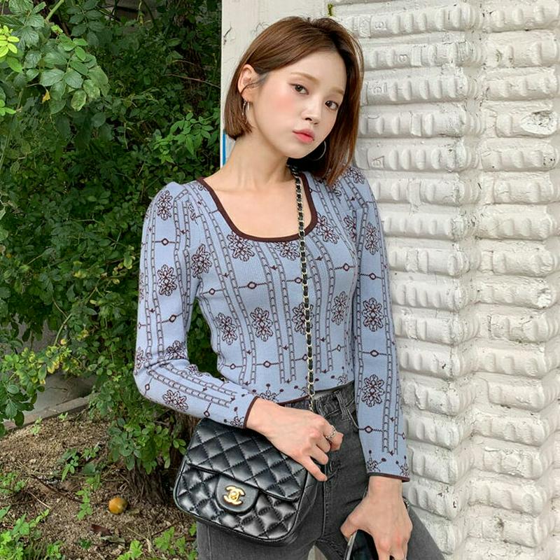 【新作10%OFF】スクエア配色パターンニット・全3色・t61137 レディース【tops】【韓国 ファッション トップス ニッ