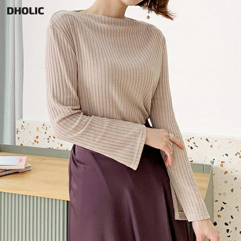 【新作10%OFF】ボートネックリブTシャツ・全4色・t61266 レディース【tops】【韓国 ファッション トップス Tシャ