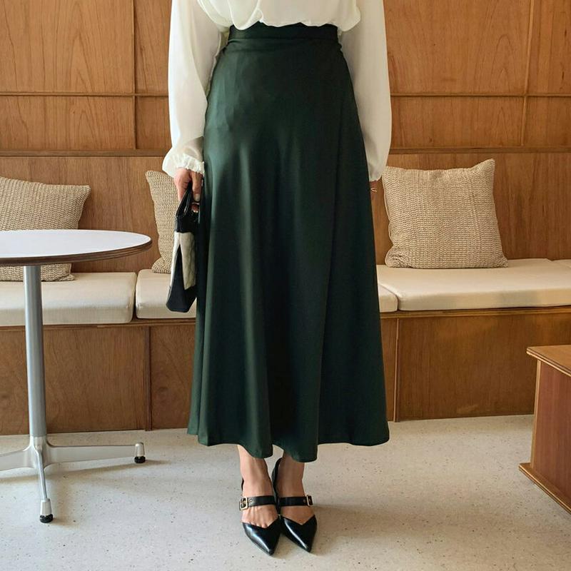 【新作10%OFF】サテンフレアスカート・全4色・t61221 レディース【sk】【韓国 ファッション ボトムス スカート ロン