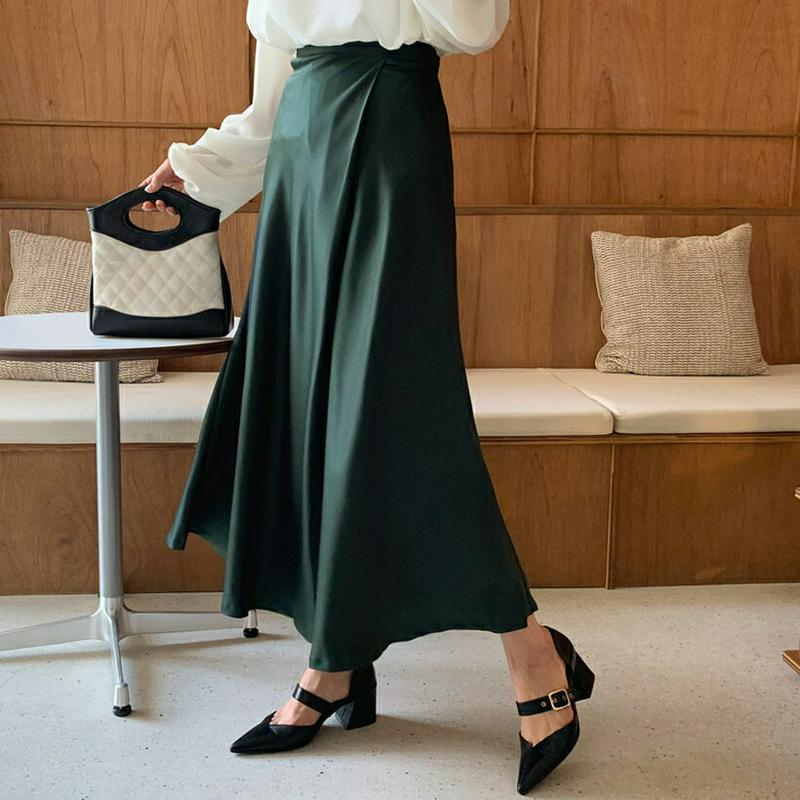 【新作10%OFF】サテンフレアスカート・全4色・t61221 レディース【sk】【韓国 ファッション ボトムス スカート ロン