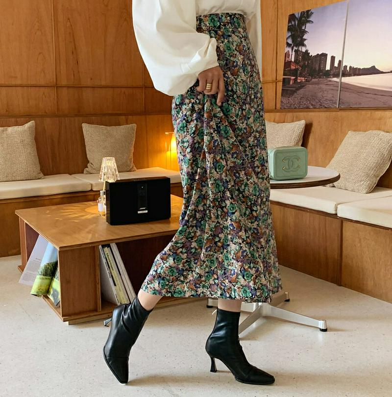 【新作10%OFF】フローラルフレアスカート・全2色・t61196 レディース【sk】【韓国 ファッション ボトムス スカート 