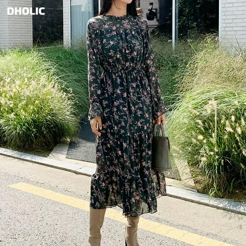 【新作10%OFF】シフォンフローラルワンピース・全2色・t61213 レディース【ops】【韓国 ファッション ワンピース ロ