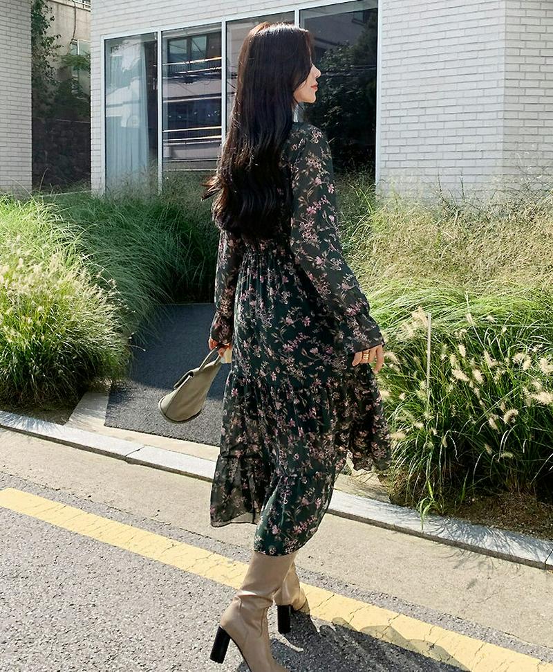 【新作10%OFF】シフォンフローラルワンピース・全2色・t61213 レディース【ops】【韓国 ファッション ワンピース ロ