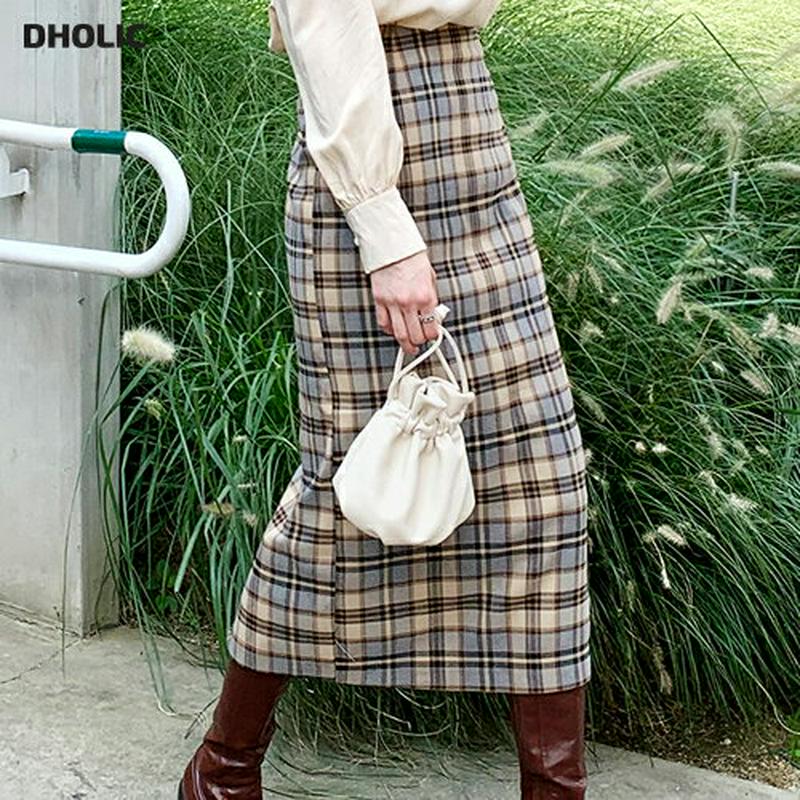 【新作10%OFF】Hラインチェックロングスカート・全2色・t61199 レディース【sk】【韓国 ファッション ボトムス スカ
