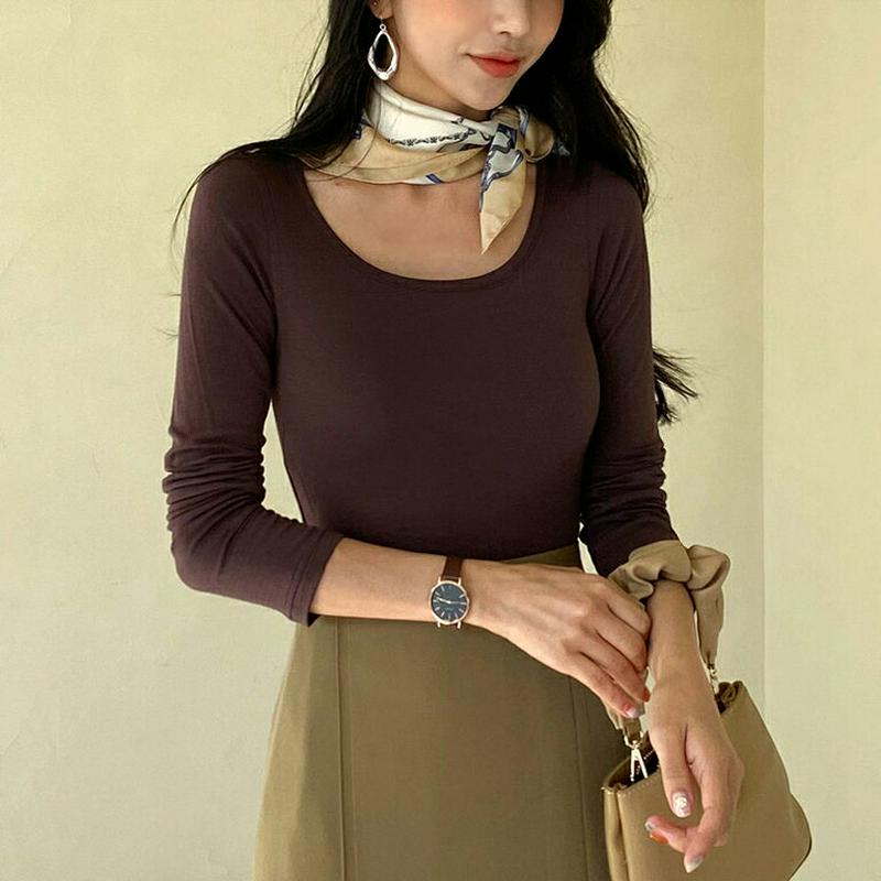 【新作10%OFF】ソフトラウンドネックTシャツ・全5色・t60777 レディース 【tops】【韓国 ファッション トップス 