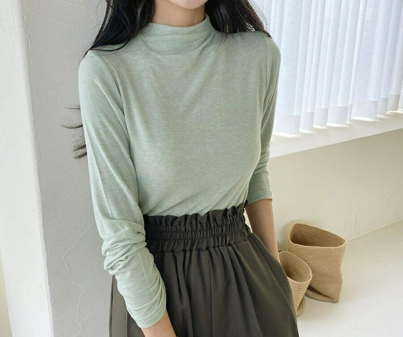 【新作10%OFF】モックネックTシャツ・全5色・t60772 レディース 【tops】【韓国 ファッション トップス Tシャツ