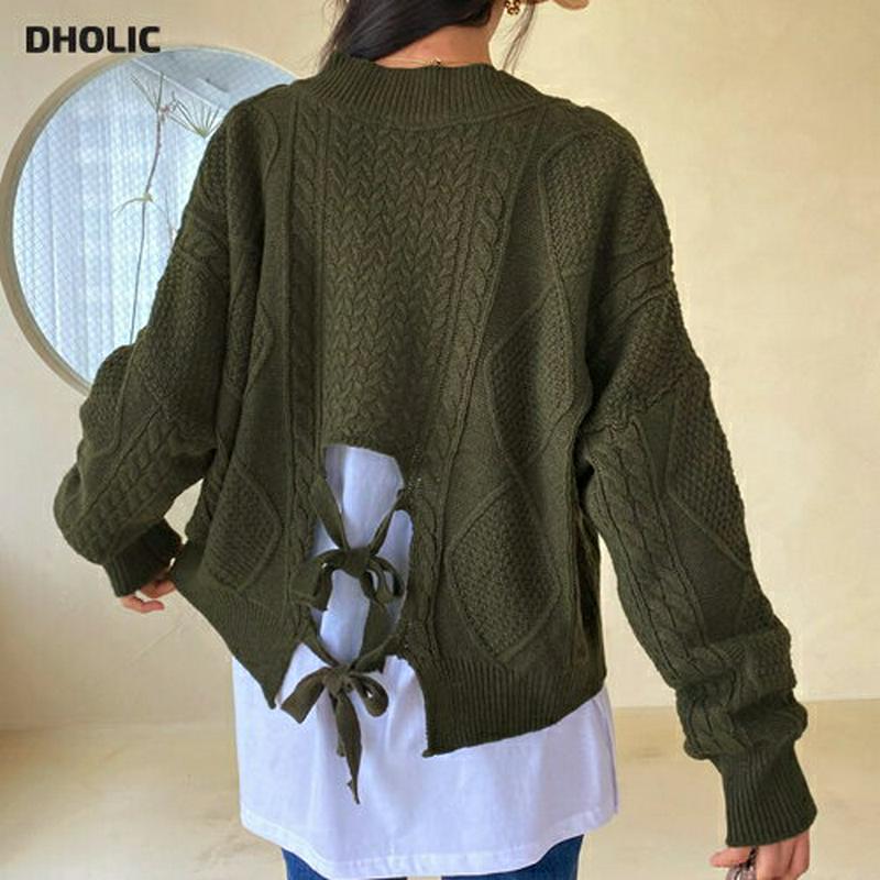 【新作10%OFF】バックリボンツイストニット・全3色・t60776 レディース 【tops】【韓国 ファッション トップス ニ