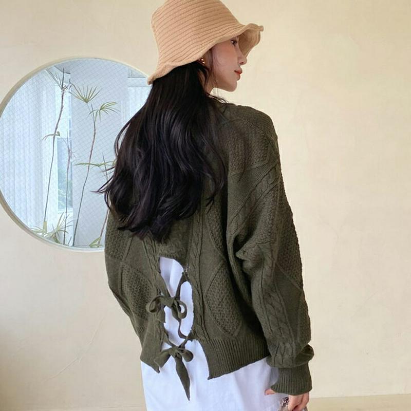 【新作10%OFF】バックリボンツイストニット・全3色・t60776 レディース 【tops】【韓国 ファッション トップス ニ