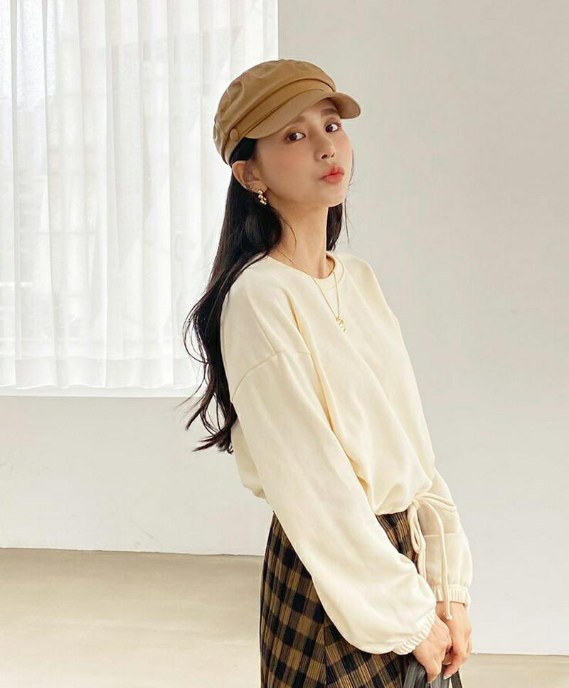【新作10%OFF】ドロストクロップドスウェット・全3色・b60773 レディース 【tops】【韓国 ファッション トップス 