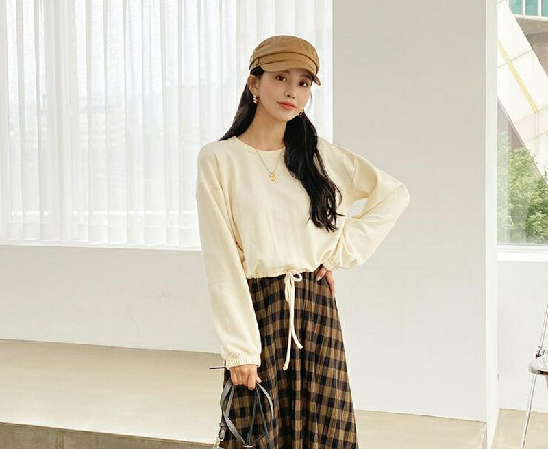 【新作10%OFF】ドロストクロップドスウェット・全3色・b60773 レディース 【tops】【韓国 ファッション トップス 