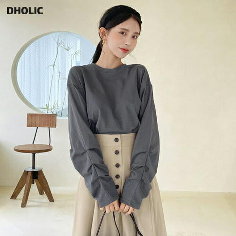 【新作10%OFF】タックスリーブTシャツ・全3色・t60771 レディース 【tops】【韓国 ファッション トップス スウェ