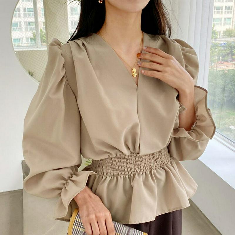 【新作10%OFF】シャーリングカシュクールブラウス・全4色・t60778 レディース 【bl】【韓国 ファッション トップス 