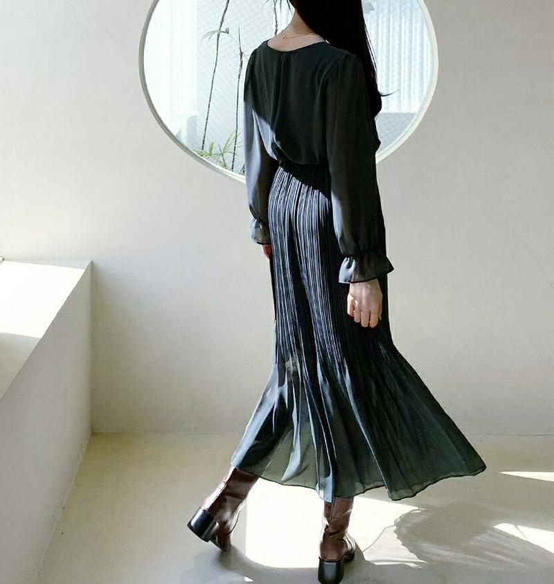 【新作10%OFF】プリーツシフォンワンピース・全5色・t60784 レディース 【ops】【韓国 ファッション ワンピース ロ