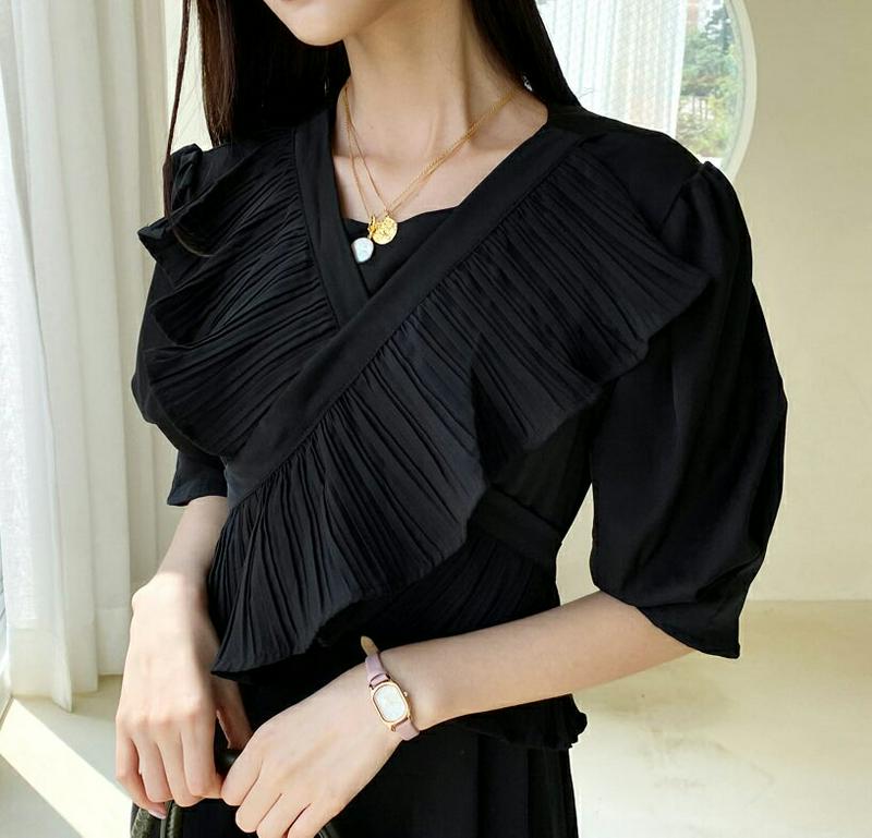 【新作10%OFF】プリーツラップルワンピース・全2色・b60786 レディース 【ops】【韓国 ファッション ワンピース ロ