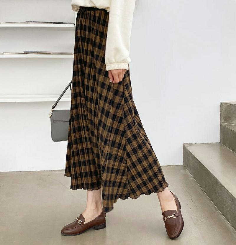 【新作10%OFF】チェックフレアプリーツスカート・全3色・t60798 レディース 【sk】【韓国 ファッション ボトムス ス