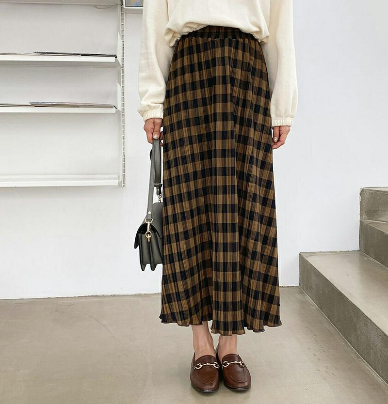 【新作10%OFF】チェックフレアプリーツスカート・全3色・t60798 レディース 【sk】【韓国 ファッション ボトムス ス