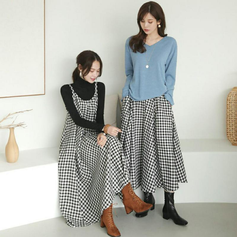 【新作10%OFF】チェックスリーブレスワンピース・全2色・t64312 レディース【ops】【ワンピース ロング ロングワンピ