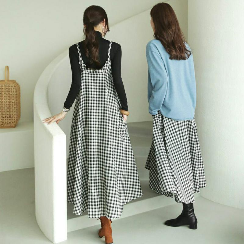 【新作10%OFF】チェックスリーブレスワンピース・全2色・t64312 レディース【ops】【ワンピース ロング ロングワンピ