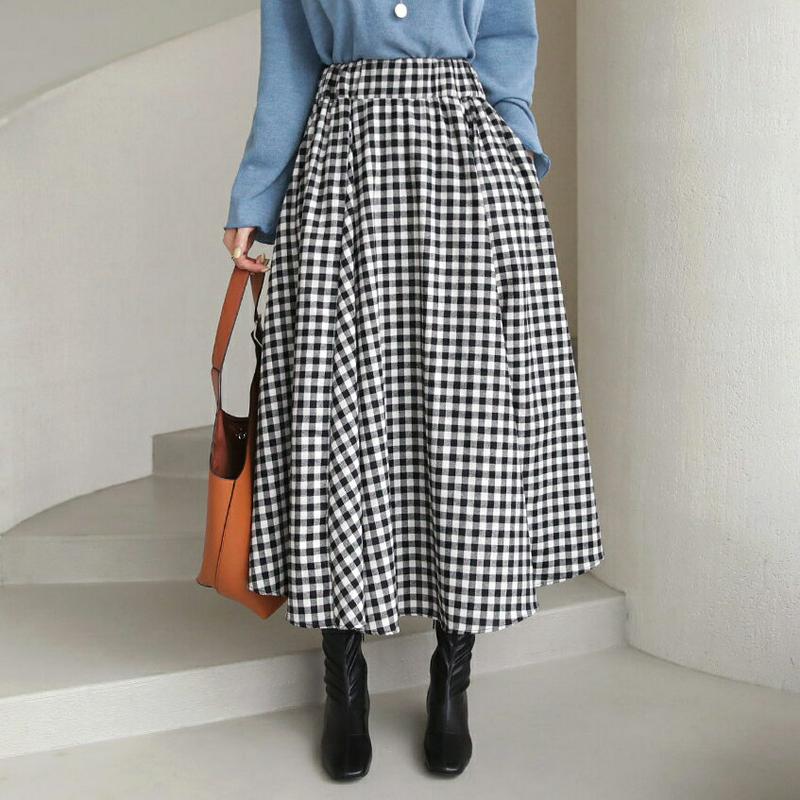 【新作10%OFF】チェックフレアスカート・全1色・t64329 レディース【sk】【スカート ロング ロングスカート チェック