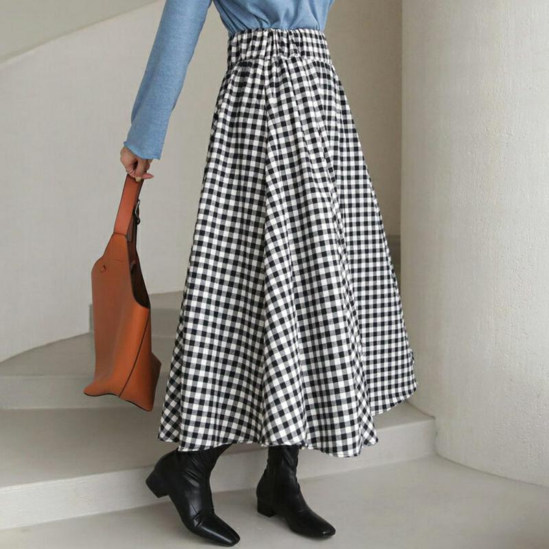 【新作10%OFF】チェックフレアスカート・全1色・t64329 レディース【sk】【スカート ロング ロングスカート チェック