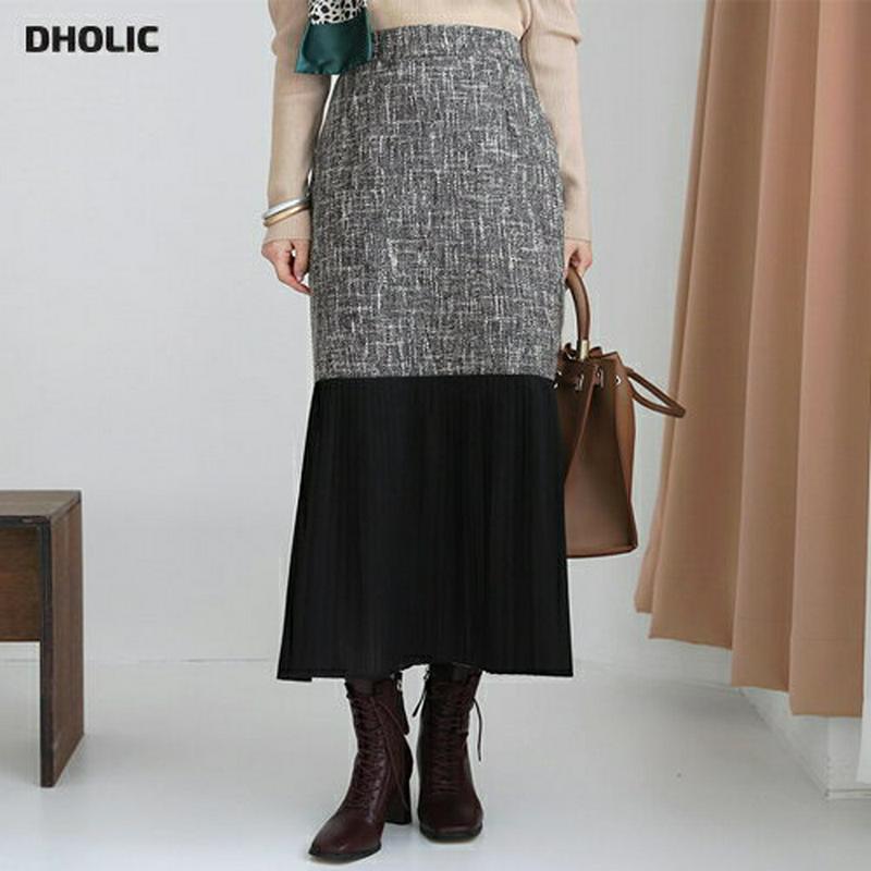 【新作10%OFF】ツイードプリーツヘムスカート・全2色・b64264 レディース【sk】【スカート ロング ロングスカート プ