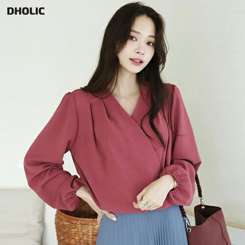 【新作10%OFF】カシュクールブラウス・全3色・t64298 レディース【bl】【トップス ブラウス 長袖 カシュクール 単色
