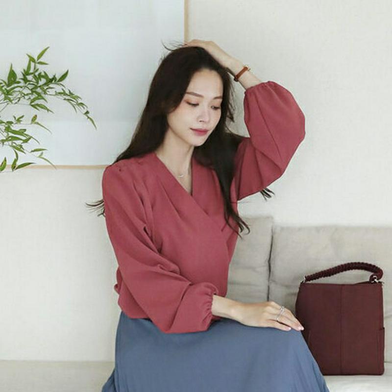 【新作10%OFF】カシュクールブラウス・全3色・t64298 レディース【bl】【トップス ブラウス 長袖 カシュクール 単色
