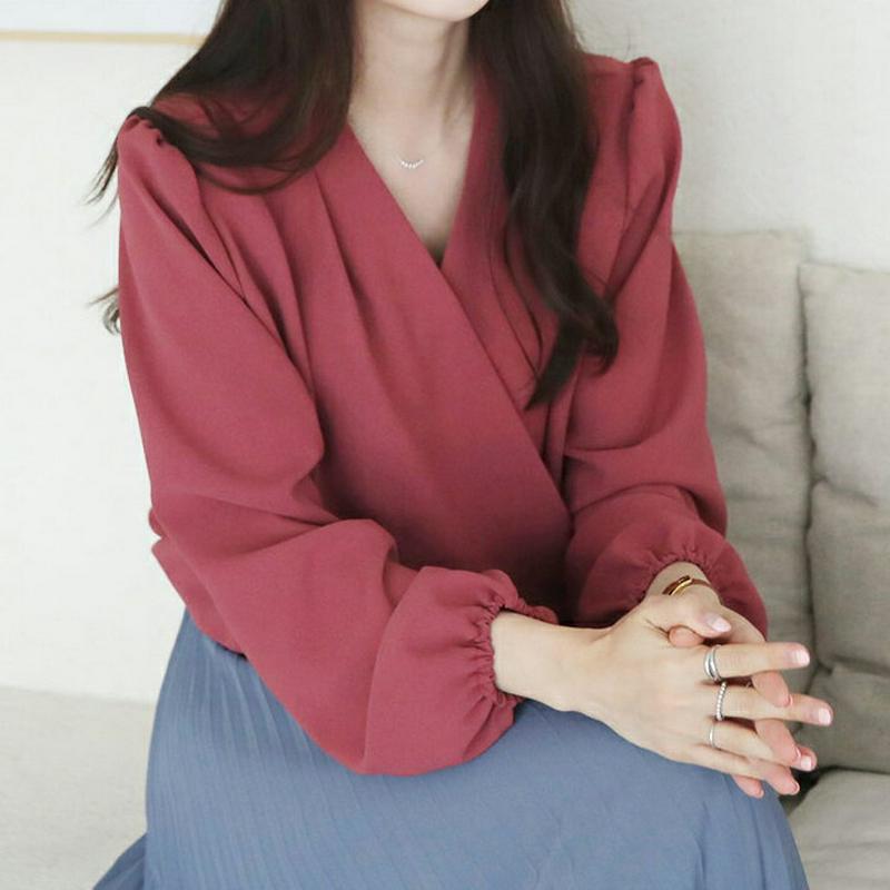 【新作10%OFF】カシュクールブラウス・全3色・t64298 レディース【bl】【トップス ブラウス 長袖 カシュクール 単色