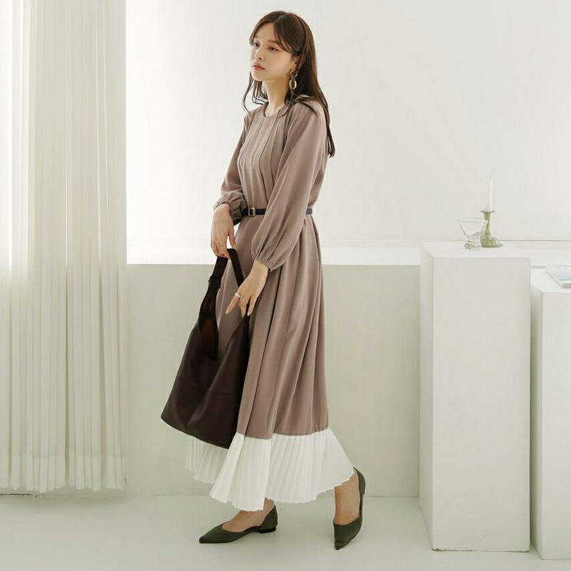 【新作10%OFF】プリーツヘムタックワンピース・全2色・64258 レディース【ops】【ワンピース ロング ロングワンピース