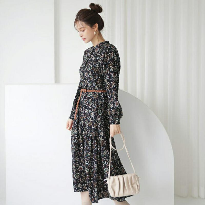 【新作10%OFF】ベルト付フローラルワンピース・全2色・t64249 レディース【ops】【ワンピース ロング ロングワンピー